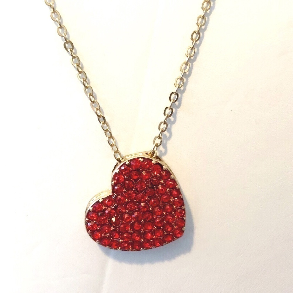 RHINESTONE HEART PENDANT NECKLACE #449